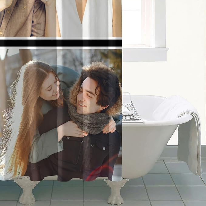 Personalized Shower Curtain Set Custom Photo Shower Curtains Modern Minimalist Home Bathroom Curtain Decor with 12 Hooks 72 Inch Wide * 72 Inch High