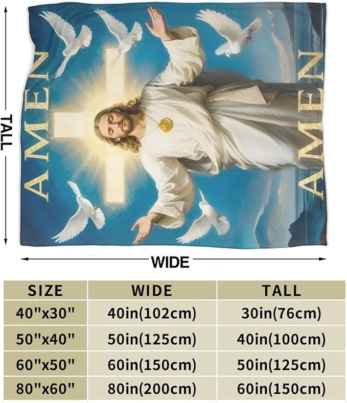 Jesus Blanket Christian Throw Blanket God Faith Religious Soft Cozy Fleece Fuzzy Stuffed Plush Flannel Gifts for Girls Women Boys Kids Adults 50"X60"