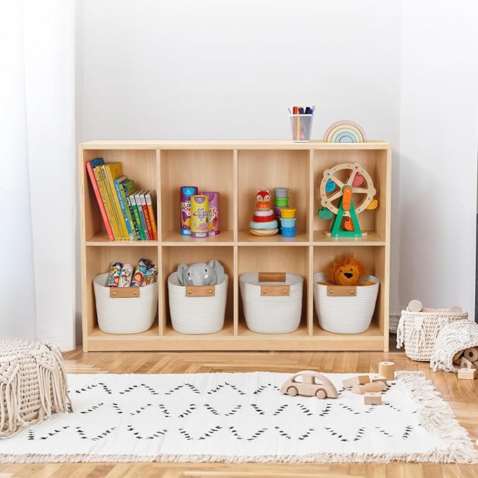 OOOK 8-Compartment Backpack Wooden Storage Cabinet - Kids Toy Storage Organizer - Bookshelf for Classroom, Playroom, Kindergarten, Living Room, Office