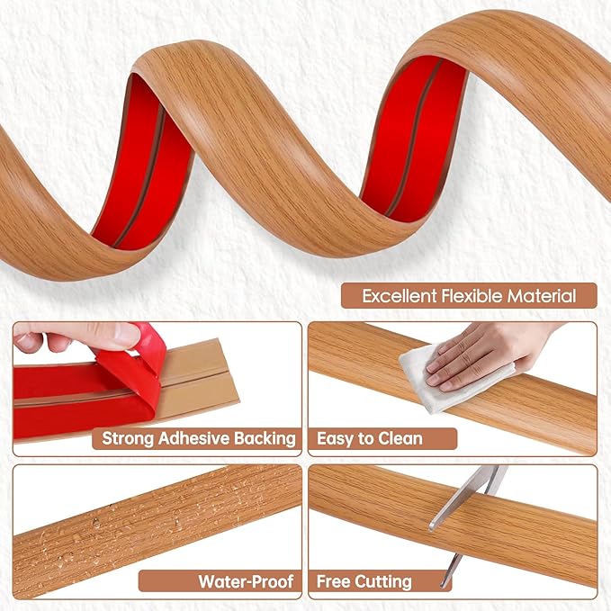 Floor Cord Cover for Wires on Floor Self Adhesive Cord Hider Floor Cable Management Wire Covers for Cords Protector Prevent Cable Trips Cord Cavity W 0.51" x H 0.31", Brown Wood, 20Ft
