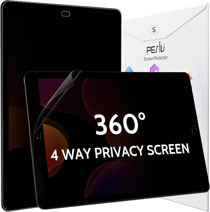 Peslv 360° Privacy Screen for iPad 9th 8th 7th Gen - 10.2 Inch, Anti Glare Blue Light Spy Filter Private Cover, High Sensitive Bubble-Free Easy Install Black Security Protector