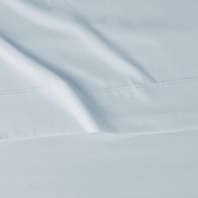Amazon Basics Lightweight Super Soft Easy Care Microfiber 4 Piece Bed Sheet Set With 14-inch Deep Pockets - Queen, Light Blue, Solid