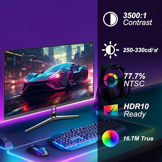 LXZ 32" 4K Monitor UHD 3840 x 2160, VA Panel, AMD FreeSync Premium, 178° Viewing Angle, 100% sRGB, 3500:1 Contrast Ratio, Compatible with Wall mounting 75 x 75MM