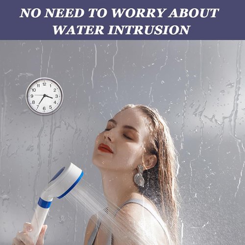 AOZBZ Waterproof Shower Clock - Battery Operated with Suction Cup Mount | Small White Bathroom Timer
