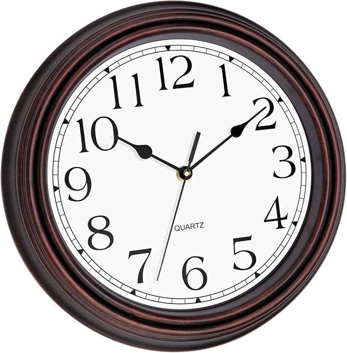 Foxtop 12 Inch Wall Clocks Battery Operated Silent Non-Ticking Classic Vintage Retro Wall Clock Decorative for Office Living Room Kitchen Home (Bronze)