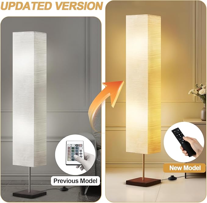 GyroVu 65“ Floor Lamp for Living Room, RGBW Color Changing Led Floor Lamp Standing Lamp Corner Tall Lamp with Remote Control Rice Paper Lamp for Bedroom, Office Beige(Bulbs Included)
