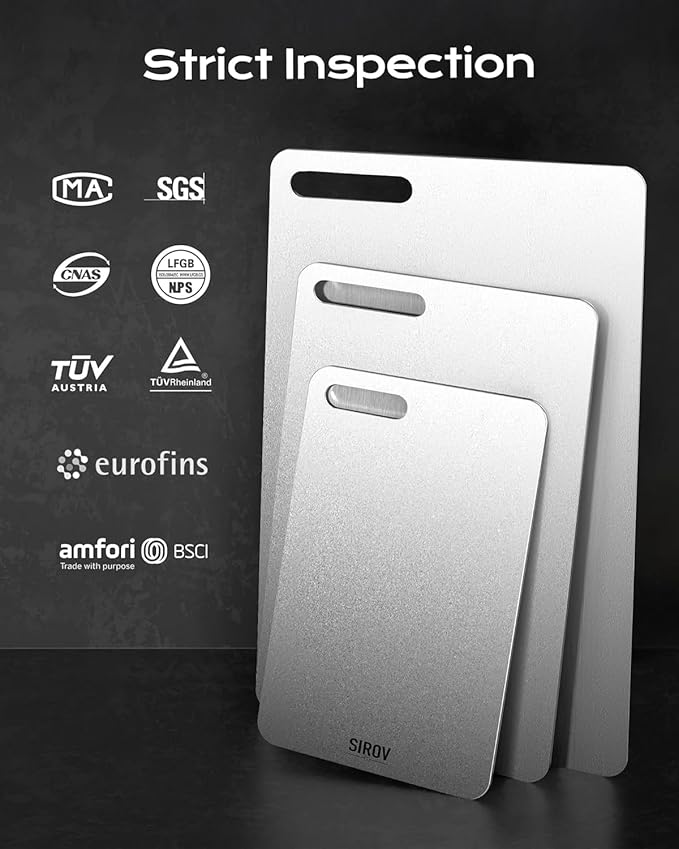Titanium Cutting Board, 100% Pure Titanium Cutting Boards For Kitchen, Best Non Toxic chopping board, Dishwasher safe, Hygiene and Durability for Meat, Fruit, and Vegetables (12.6L*8.1W)
