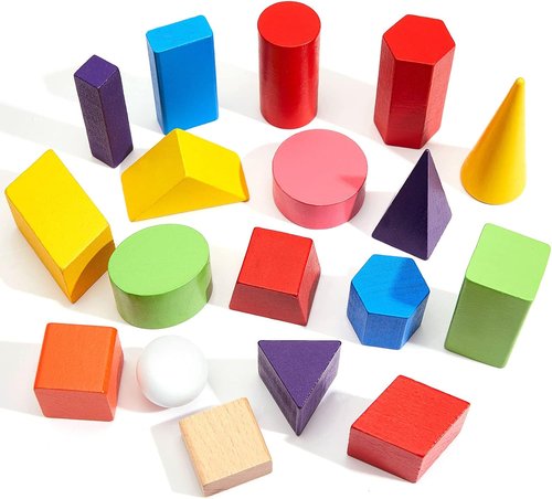 Deekin 36 Pcs 3D Geometric Shapes - Engaging Math Manipulatives for Montessori Learning