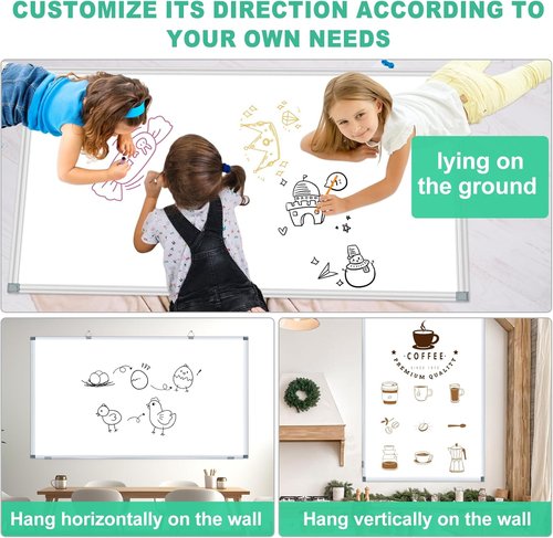 H-Qprobd Magnetic Dry Erase Whiteboard - 6' x 3' Aluminum Presentation Board with Accessories