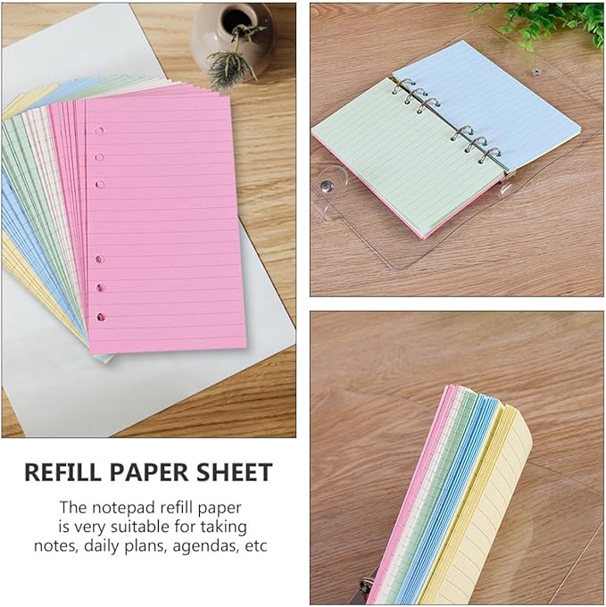 Sosoport 2pcs Loose Leaf Paper Refill Ring Notepad Lined Stationery for Students Smooth Writing Pages for School and Office Use