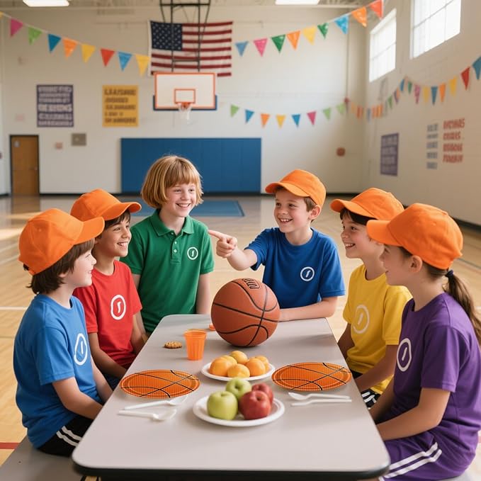 50PCS Basketball Party Paper Plates 7 Inch, Disposable Basketball Birthday Party Supplies Cake Dessert Plates for Birthday Baby Shower Sports Event Decorations