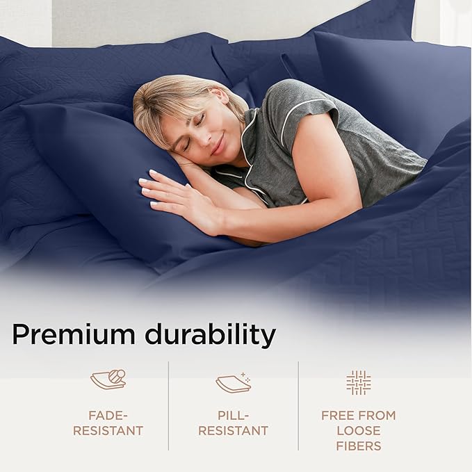 Threadmill California King Sheets, Certified American Supima Cotton Sheets, 1200 Thread Count Hotel Quality Sheet, 4 Piece Luxury Bed Sheet Set with Elasticized Extra Deep Pocket, Folkstone Blue