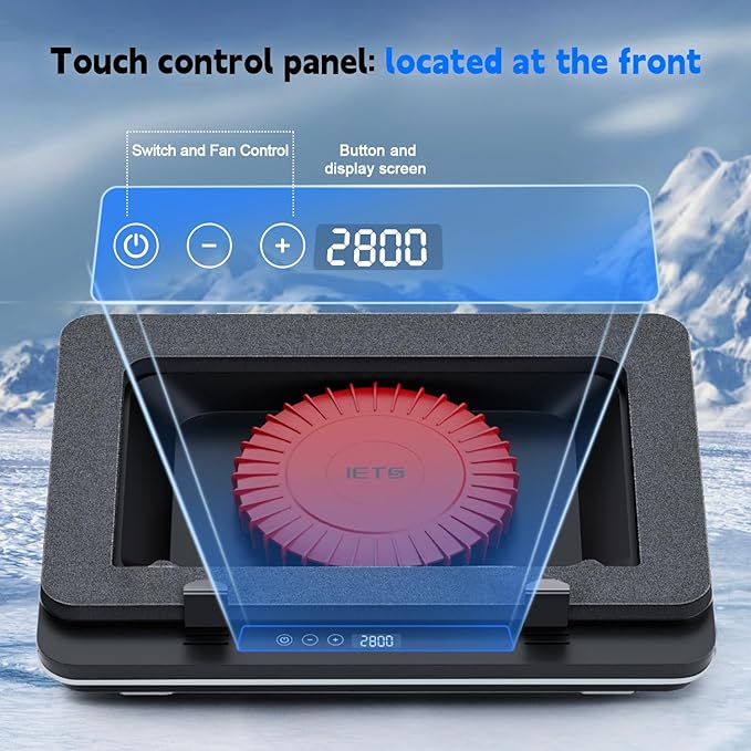 IETS GT600 Laptop Cooling Pad Equipped with Gigantic Turbo-Fan（5.5inch Diameter）,Sealed Foam for Rapid Cooling Gaming Laptop,14.1-19.3 inch Laptop Cooler with 3-Port USB Hub,Dust Filter,Touch Start