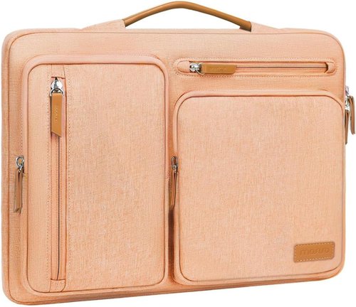MOSISO 360 Protective Laptop Case - 13.3 Inch Sleeve for MacBook Air/Pro & More | Peach Fuzz Design with 4 Zipper Pockets