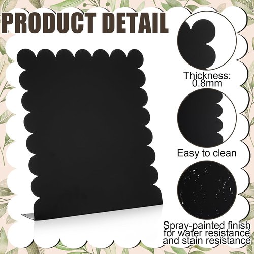 Gueevin Magnetic Metal Board - 2 Pcs Scalloped Display Stand for Memos & Photos | 12.6" x 11" Black