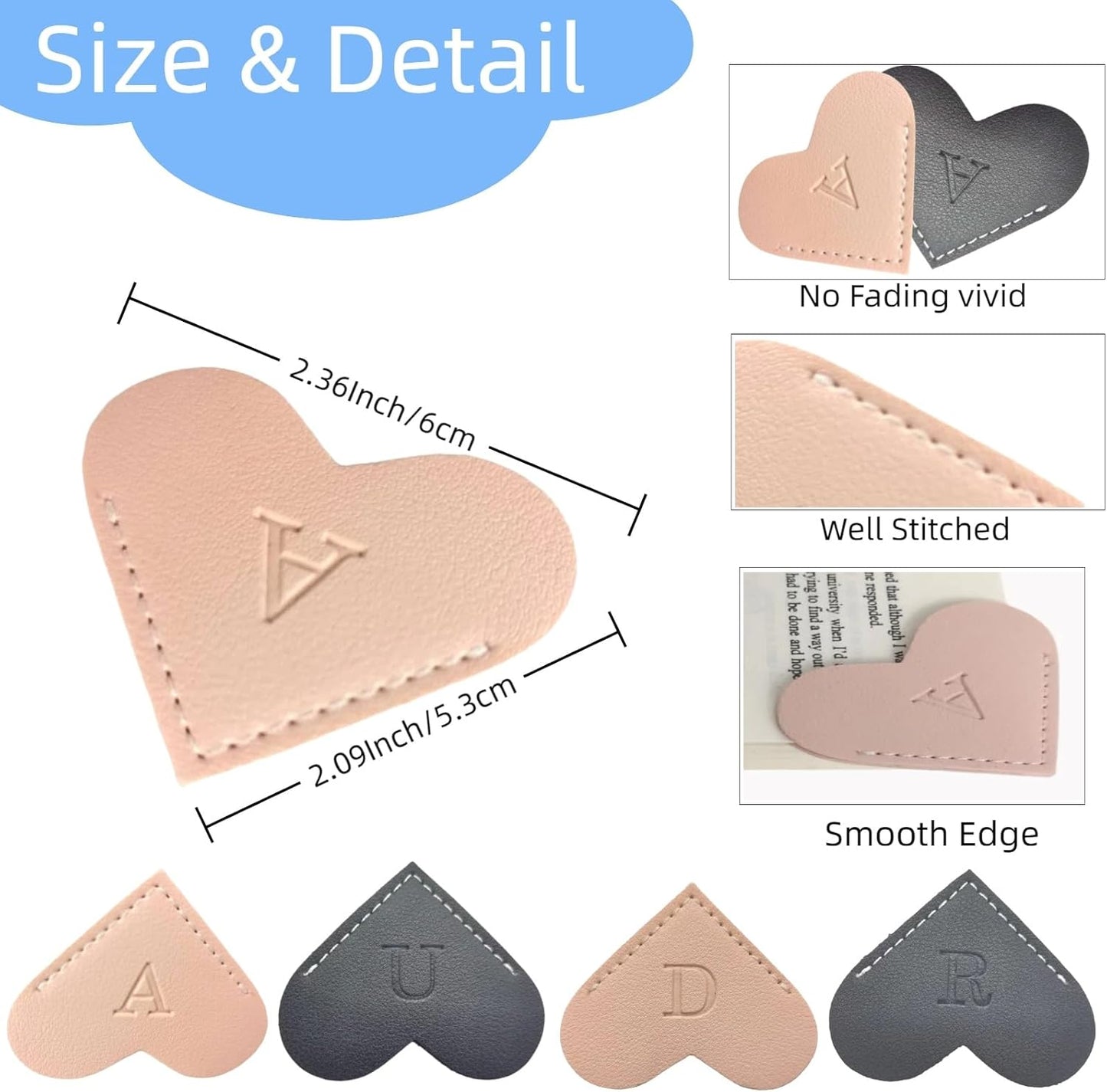 Skiennix Personalized Leather Bookmarks - Unique Heart Design for Book Lovers | Perfect Gift for Women, Teachers, Students (Black)