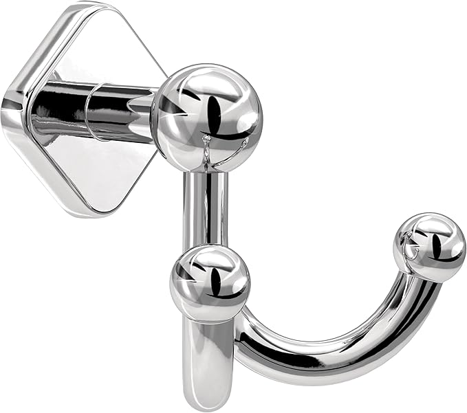 Franklin Brass Gainesville (1-Pack) Towel Hooks Polished Chrome Double Bathroom J Hooks Wall Mounted for Robes & Towels Hand Towel Hook Holder Kitchen, Bathroom Accessories GNV35-PC