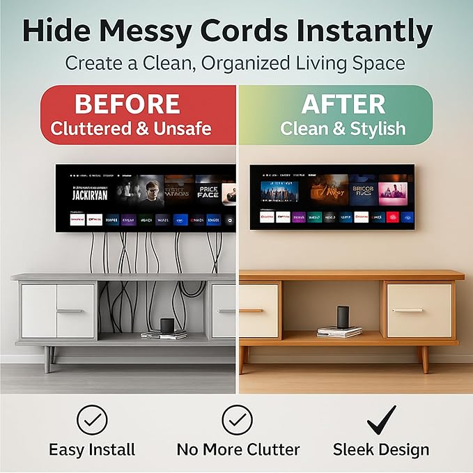 in Wall Cable Management Kit for TV & Soundbar - Cord Hiding for Wall, Hide TV Wires When Mounting, Includes Power & Low Voltage Cable Management, Includes Hole Saw Drill Attachment for Install