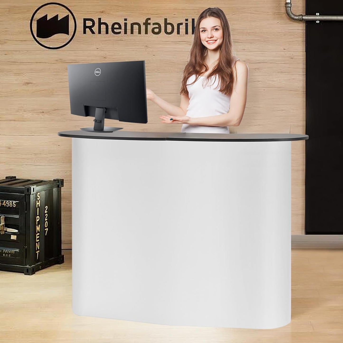 VEVOR Portable Tradeshow Podium Table - Foldable Exhibition Counter Stand | 51.18" x 18.31" x 37.4" with Storage Rack & Carrying Bag