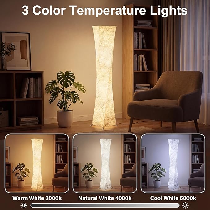 61'' Square Floor Lamp, RGB LED Corner Floor Lamp with Music Sync, 16W+ Colors & 3 Color Temperatures, APP & Remote Control, Modern Standing Lamp for Living Room Bedroom