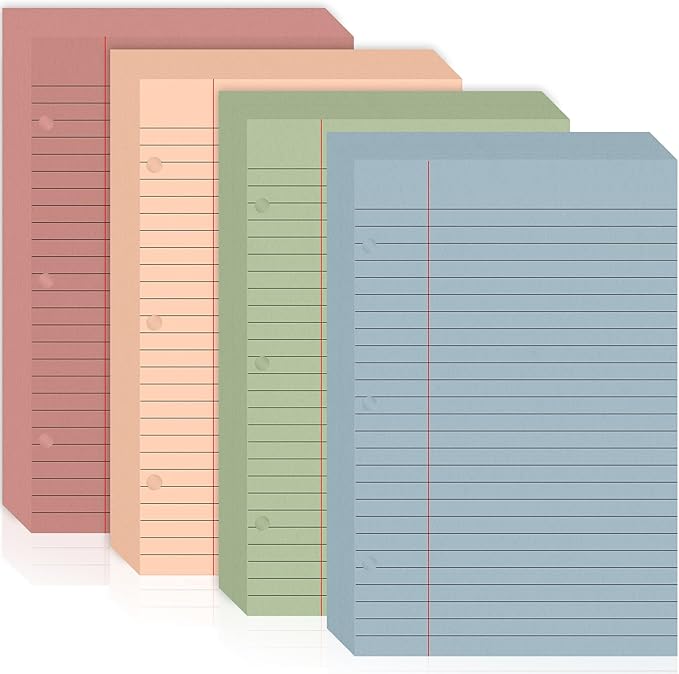 200 Sheets Half Letter Lined Paper 5.5 X 8.5 In Colored Notebook Paper College Ruled Loose Leaf Paper 3 Hole Punched Half Mini Binder Inserts Fit 3 Ring Binder for School Office