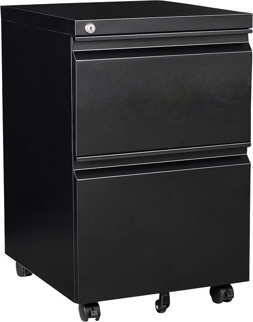 SISESOL 2-Drawer Mobile File Cabinet - Slim Under Desk Storage with Lock for Legal/Letter/A4 Files