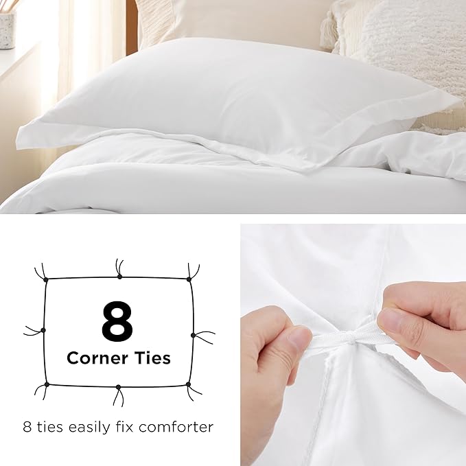 Bedsure Duvet Cover Twin/Twin XL Size - Only Includes 1 Duvet Cover (68"x90"), Hotel Luxury Soft Double Brushed All Season Bedding for Kids & Adults, Zipper Closure, NO Comforter, White