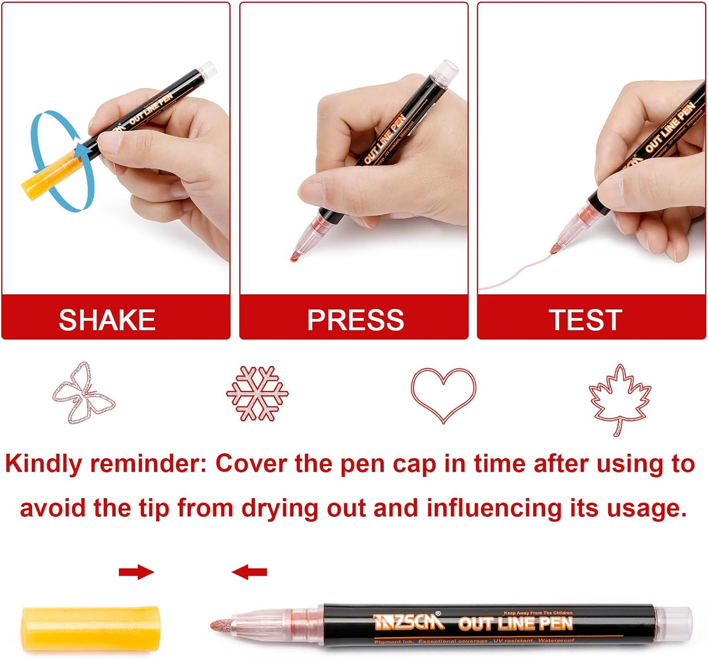 ZUBOND Shimmer Outline Markers - 24 Pack Glitter Pens for Arts & Crafts | Trendy Gifts for Kids Ages 6-12