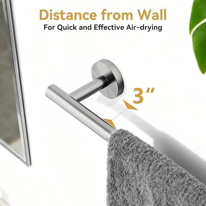 Brushed Nickel Towel Bar, 18 Inch Bathroom Towel Rack, Towel Holder Wall Mounted, Thicken SUS304 Stainless Steel Towel Rod Modern Home Decor (Total Length 20 Inch)