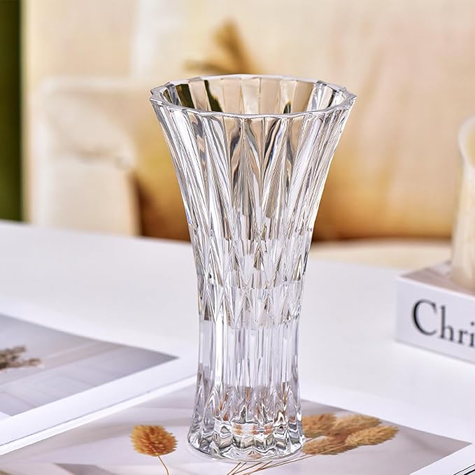 Clear Crystal Vase,Glass Flower Vase Thickening Design for Home Decor Centerpieces, Wedding, Mothers Gift