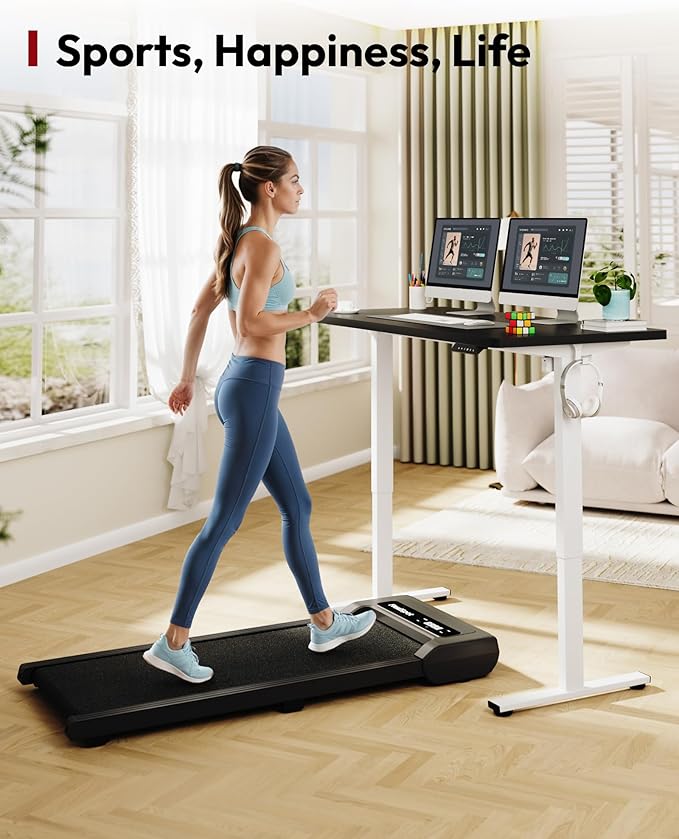 SANODESK Electric Standing Desk 60 x 24 Inches Whole-Piece Desktop Height Adjustable Stand Up Desk w/6-Button Controller Ergonomic Computer Desk for Home Office, White Frame + Black Tabletop