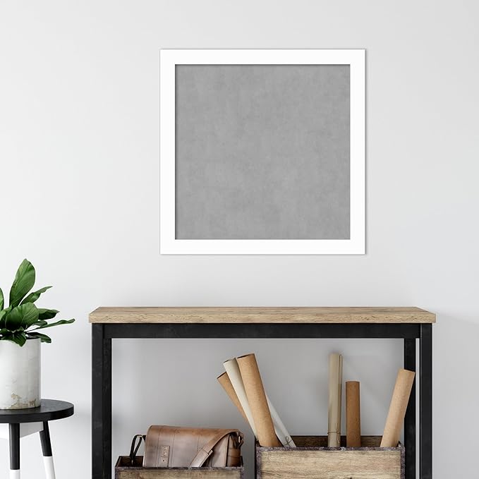 Amanti Art White Framed Magnetic Board 27x27 Medium Vision Board for use with Magnets, 100% Metal Sheet to Display Items as Office Decor or for Home Organization in mudroom, Kitchen or Kids Room
