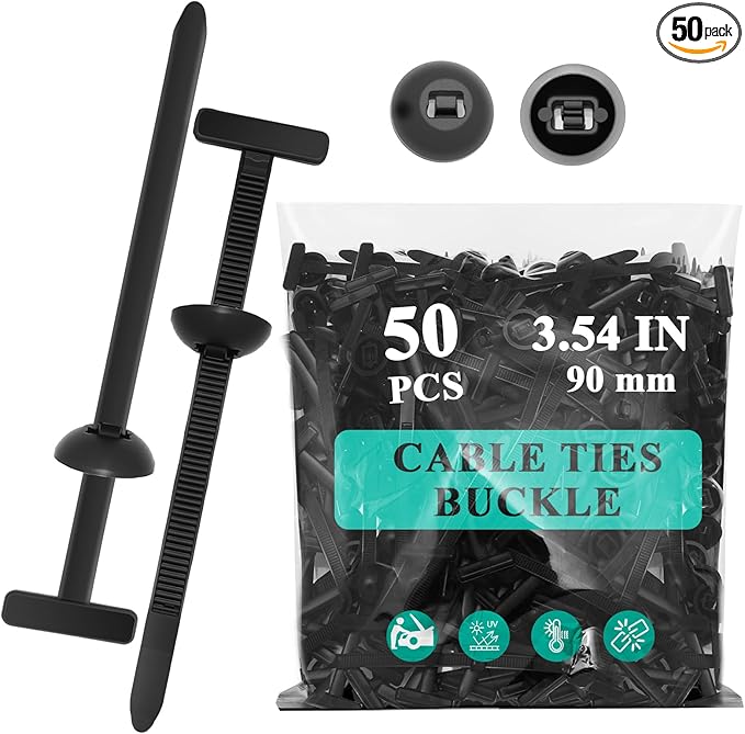 50Pcs Nylon Universal Cable Tie Buckle - New Multifunctional Nylon Zip Ties, Heavy Duty Plastic Rivet T Zip Ties Style, for Daily Maintenance and Fixing of Automobiles