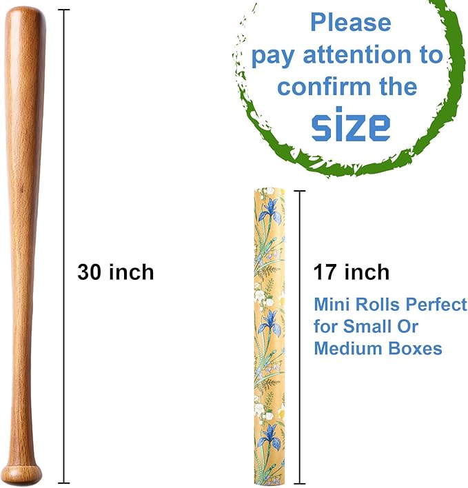 MAYPLUSS Kraft Floral Wrapping Paper - 17Inch x 16.5Feet - Elegant Meadow Gift Wrap Boho Garden Watercolor Flower Gift Wrapping Paper for Birthday, Wedding, Mothers Day, Bridal Shower, Engagement