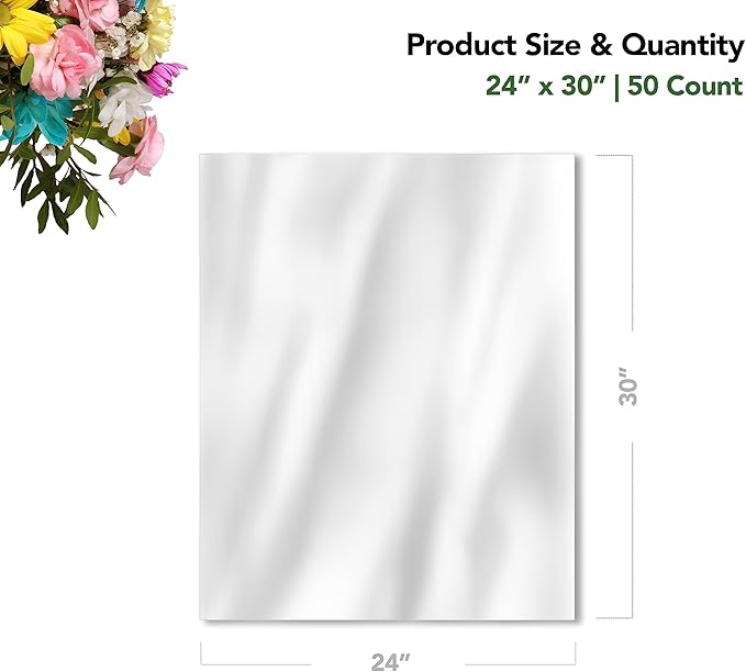 Extra Large Cellophane Bags (Ribbon and Basket NOT Included) – 24" x 30" (50 Count) – Clear Basket Wrapping Bags, Cellophane Gift Bags, Large Cellophane Bags, Clear Gift Bags, Clear