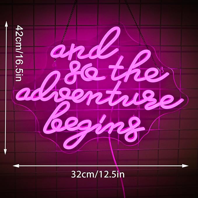 And So the Adventure Begins Neon Sign for Wall Decor Camper Signs Campervan Light Grad Gift Wanderlust Wall Art Home Neon Light And so The Adventure Begins Decor