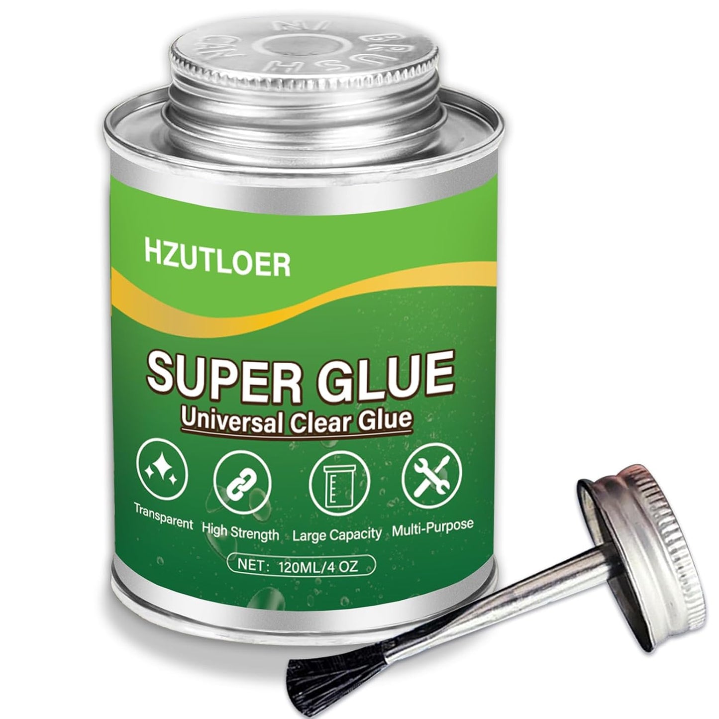 Super Glue | Clear Multi-Purpose Adhesive with Brush - 4 oz Strong Instant Glue for Wood, Ceramic, Leather, Plastic, Glass, Metal, Rubber, DIY Crafts
