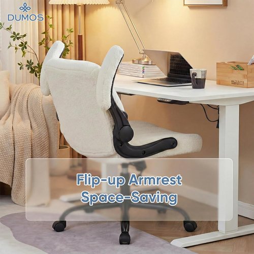 DUMOS Criss Cross Office Chair - Adjustable Swivel Desk Chair with Wheels | Comfy Beige Fabric