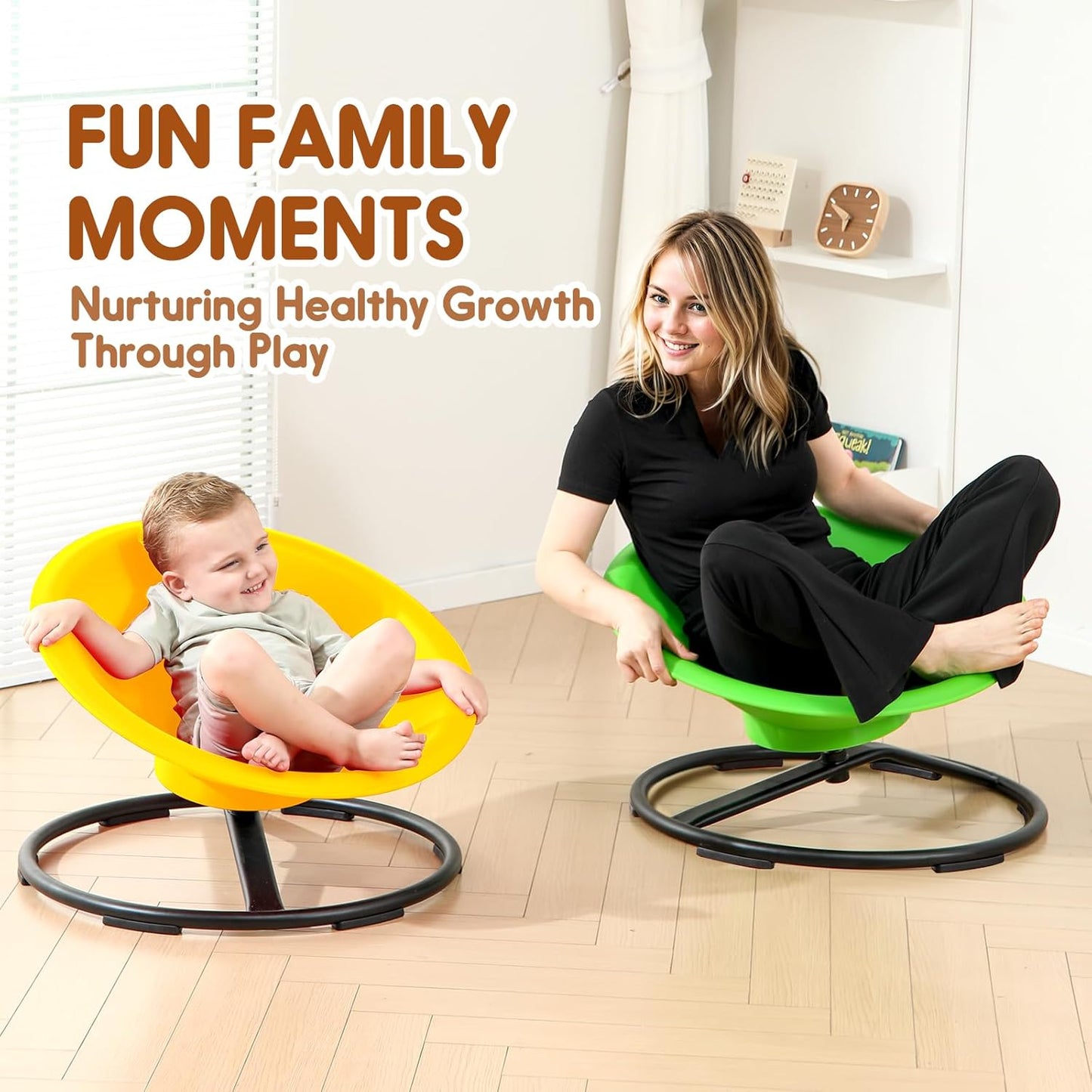 Skiennix Spinning Chair - Sensory Swivel Toy for Kids 3+ | Enhances Motor Skills (Yellow)