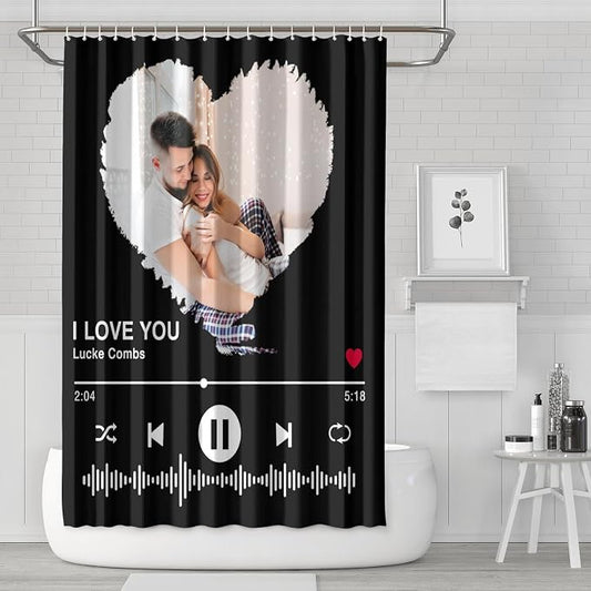 Personalized Shower Curtain Set Custom Photo Shower Curtains Modern Minimalist Home Bathroom Curtain Decor with 12 Hooks 72 Inch Wide * 72 Inch High