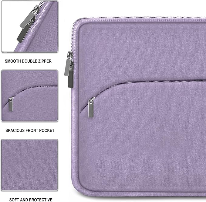 Laptop Sleeve Case 15.6 inch, Durable Portable Monitor Protective Cover with Front Pocket, Traveling Laptop Case Compatible for HP, Dell, Asus, Lenovo, Lavender