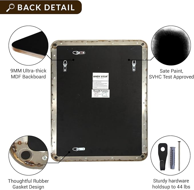 ANDY STAR 24x30'' Brushed Nickel Bathroom Vanity Mirror Over Sinks, Rounded Rectangle Bathroom Wall Mirror in 1'' Seamless Tube Metal Frame,SUS304-Anti-Rust, Wall-Mounted Horizontal/Vertical
