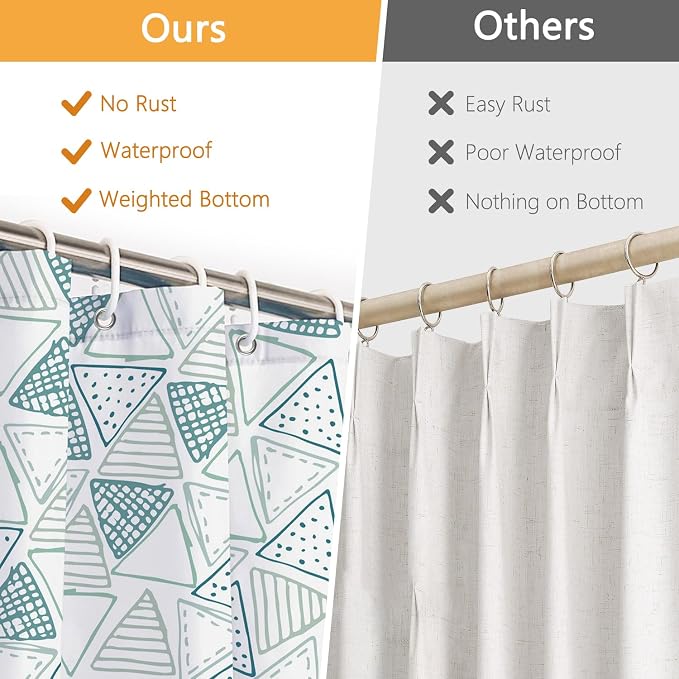 Mint Green Shower Curtain for Bathroom, Waterproof Machine Washable Ployester Fabric Shower Curtain Set with 12 Hooks, Triangle Modern Art Abstract Geometric Decorative Bath Curtains, 72x72 Inches