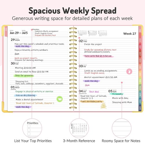 Forvencer 18-Month Academic Planner 2026-2027 - Weekly & Monthly Calendar | 8.5" x 11", Black