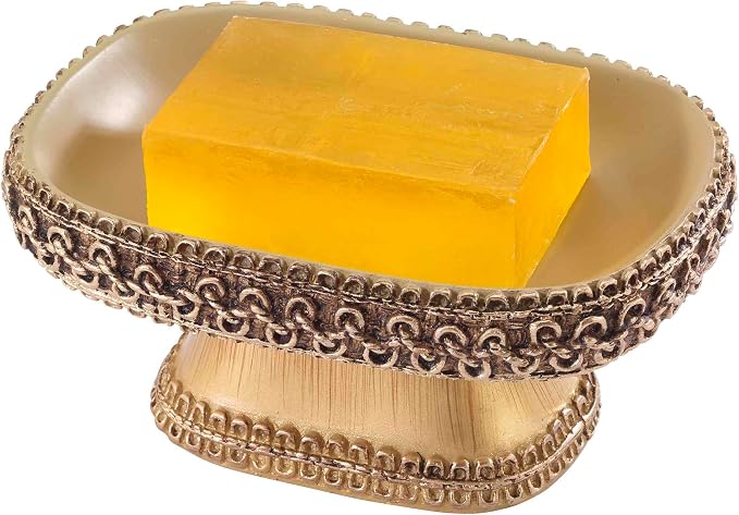Avanti Linens - Accessory Set, Resin Tumbler, Toothbrush Holder, Soap Dish & Lotion Pump, Durable Bath Decor (Braided Medallion Collection, Gold)