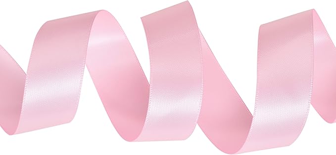 YAMA Double Face Satin Ribbon - 1 Inch 25 Yards for Gift Package Wrapping,Floral Design,Hair Bow Clip Making,Crafting,Sewing,Wedding Decor, Pink