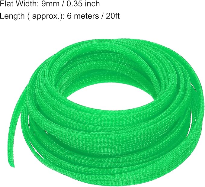 uxcell PET Expandable Sleeving 20ft 1/4" Green Cable Management Sleeve Cord Organizer for Wrap Protect Cable