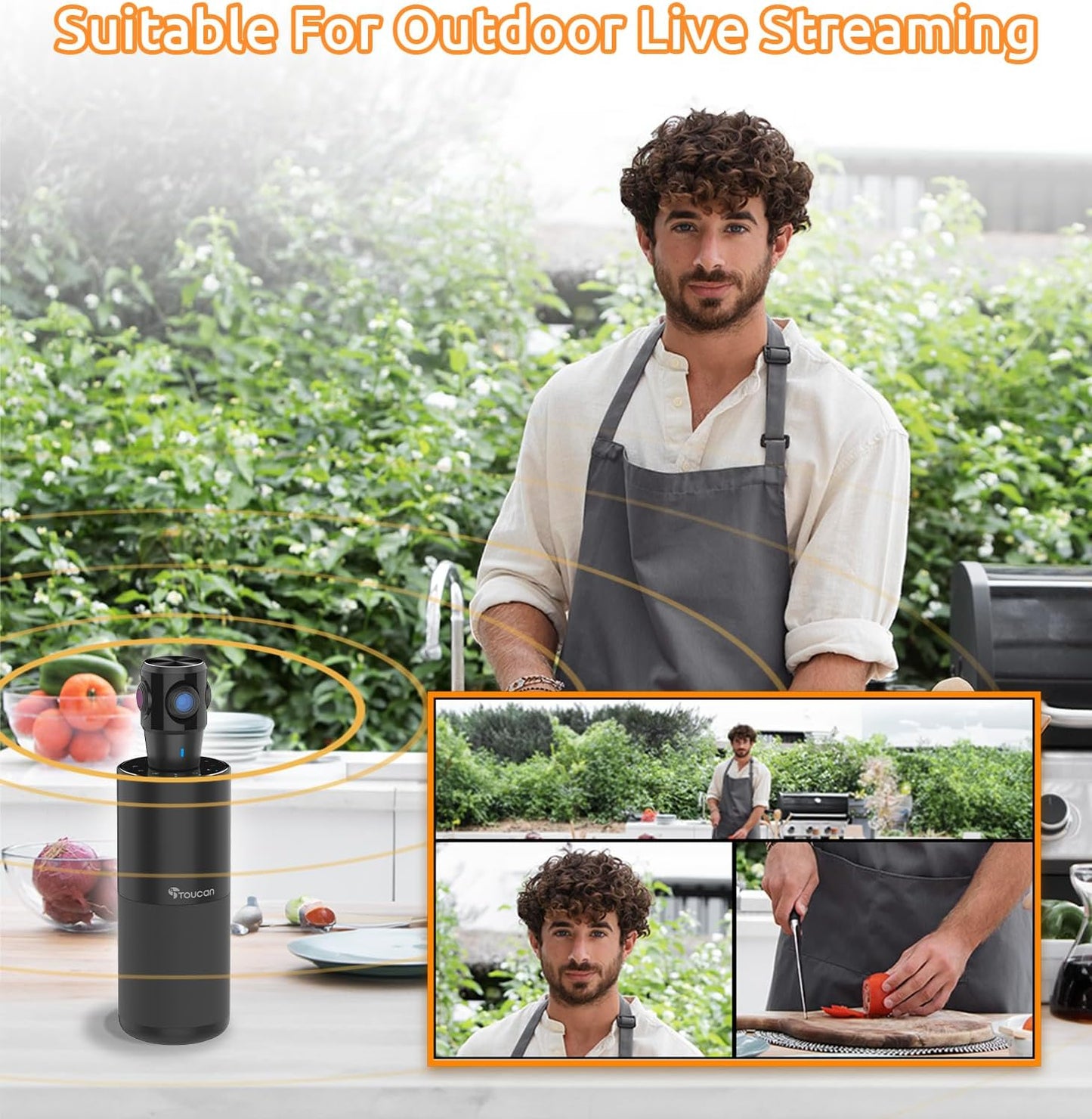 TOUCAN 360-Degree Video Conference Camera - 1080p HD Webcam with AI Tracking & 4 Noise Reduction Mics | Compatible with PC, Mac, Tablet