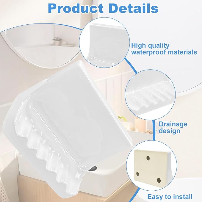 White Retro Ceramic Bathroom Soap Holder, Mid Century Ceramic Soap Stand, Soap Holder Shower Tray for Home Bathtubs, Bathroom Sinks, and Shower Stalls