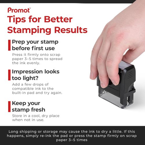 Promot Paid Stamp - Self-Inking Office Stamp with Check Number & Date | Red Ink Rubber Stamp